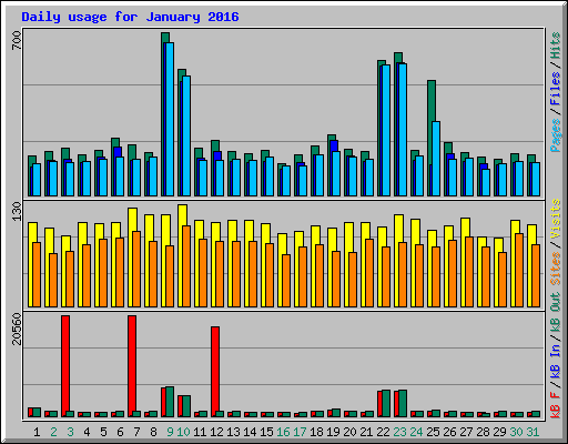 Daily usage for January 2016