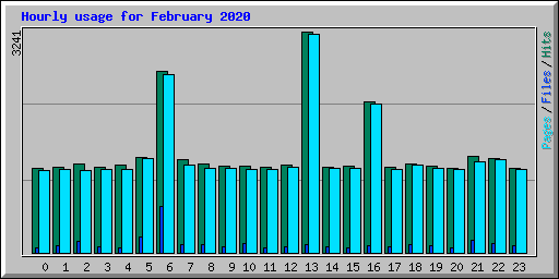 Hourly usage for February 2020