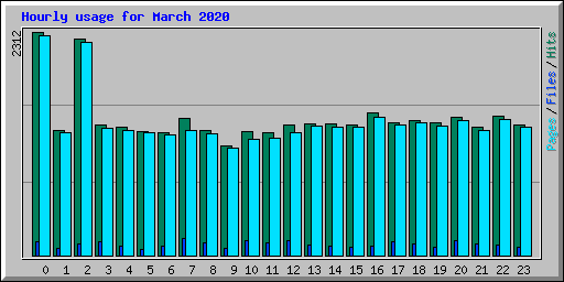Hourly usage for March 2020