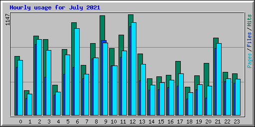 Hourly usage for July 2021